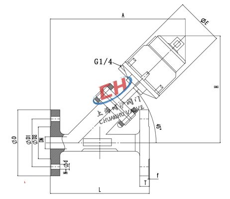 P4氣動調節(jié)型角座閥結構圖